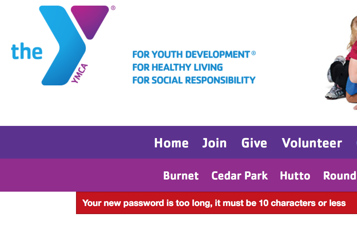 Your new password is too long, it must be 10 characters or less.